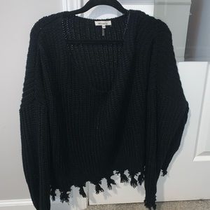Black Oversized Distressed Sweater